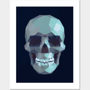 Turquoise Skull Low Poly Posters and Art